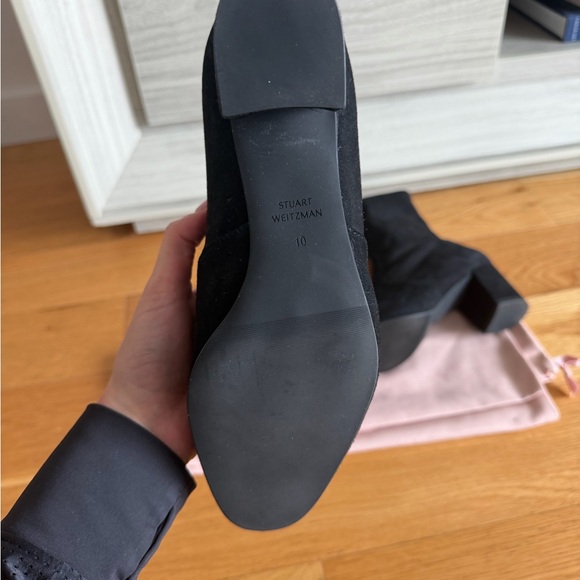 Stuart Weitzman Black Suede Sock Ankle Boots - Picture 5 of 7
